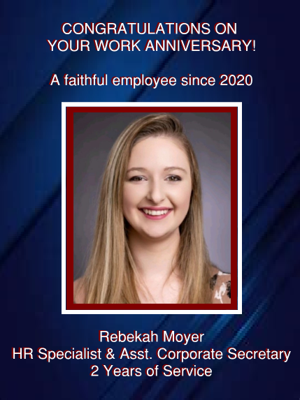 Rebekah Moyer - 2 Years of Service
