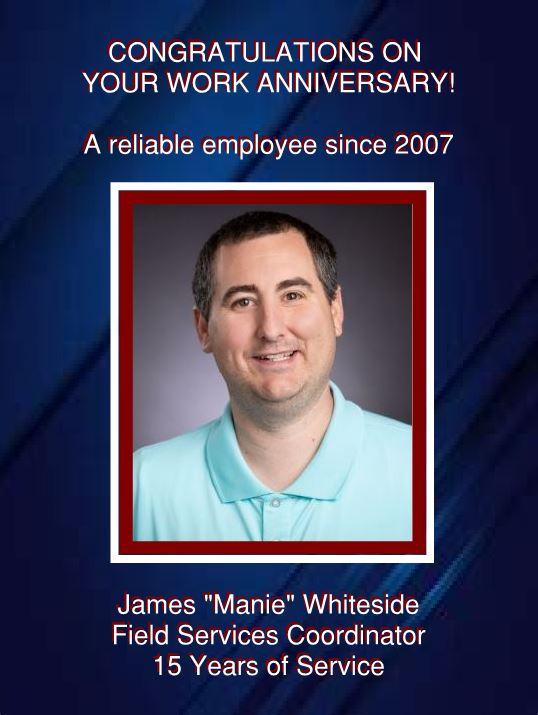 Manie Whiteside - 15 Years of Service 