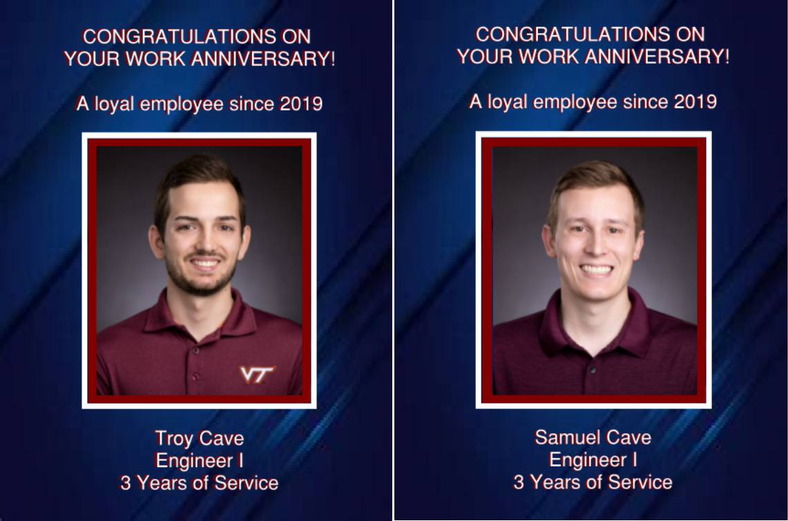 Troy and Sam Cave - 3 Years of Service